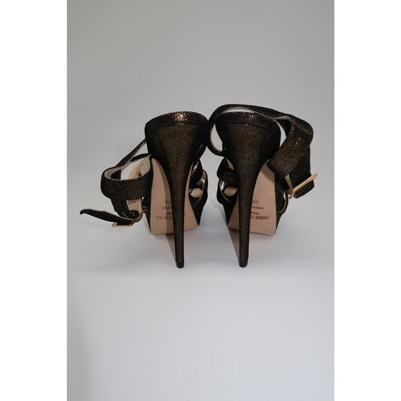 Jimmy Choo Metallic Louisa Peep Toe Strappy Platform Heel Sandals Gold Size 36.5 - Picture 4 of 10
